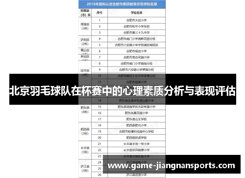 北京羽毛球队在杯赛中的心理素质分析与表现评估